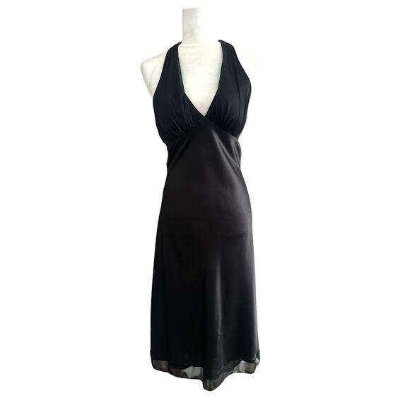 Vintage BMoss Dress Black Midi Halter Dress 6 Babydoll Y2K Whimsigoth Goth Hoco - Picture 1 of 11